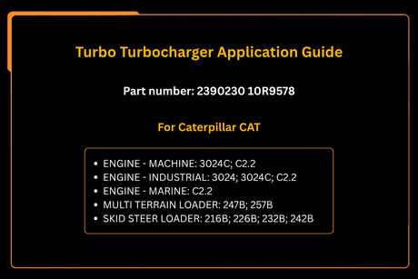 Turbo Turbocharger 2390230 10R9578 for Caterpillar CAT Loader 216B 226B 232B 242B 247B 257B Engine 3024 3024C C2.2 for Perkins 400 - Fab Heavy Parts
