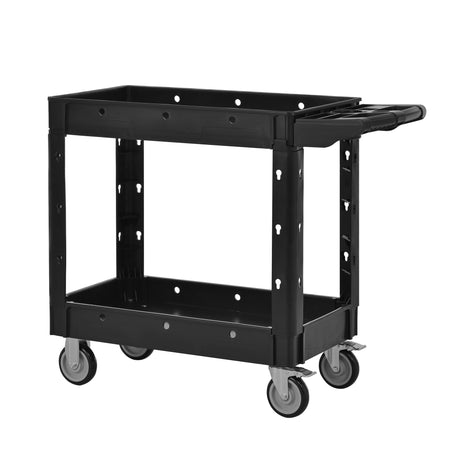 Two - Shelf Utility Cart with Wheels 600 LBS Capacity Rolling Utility & Tool Carts with Locking Wheels - Fab Heavy Parts