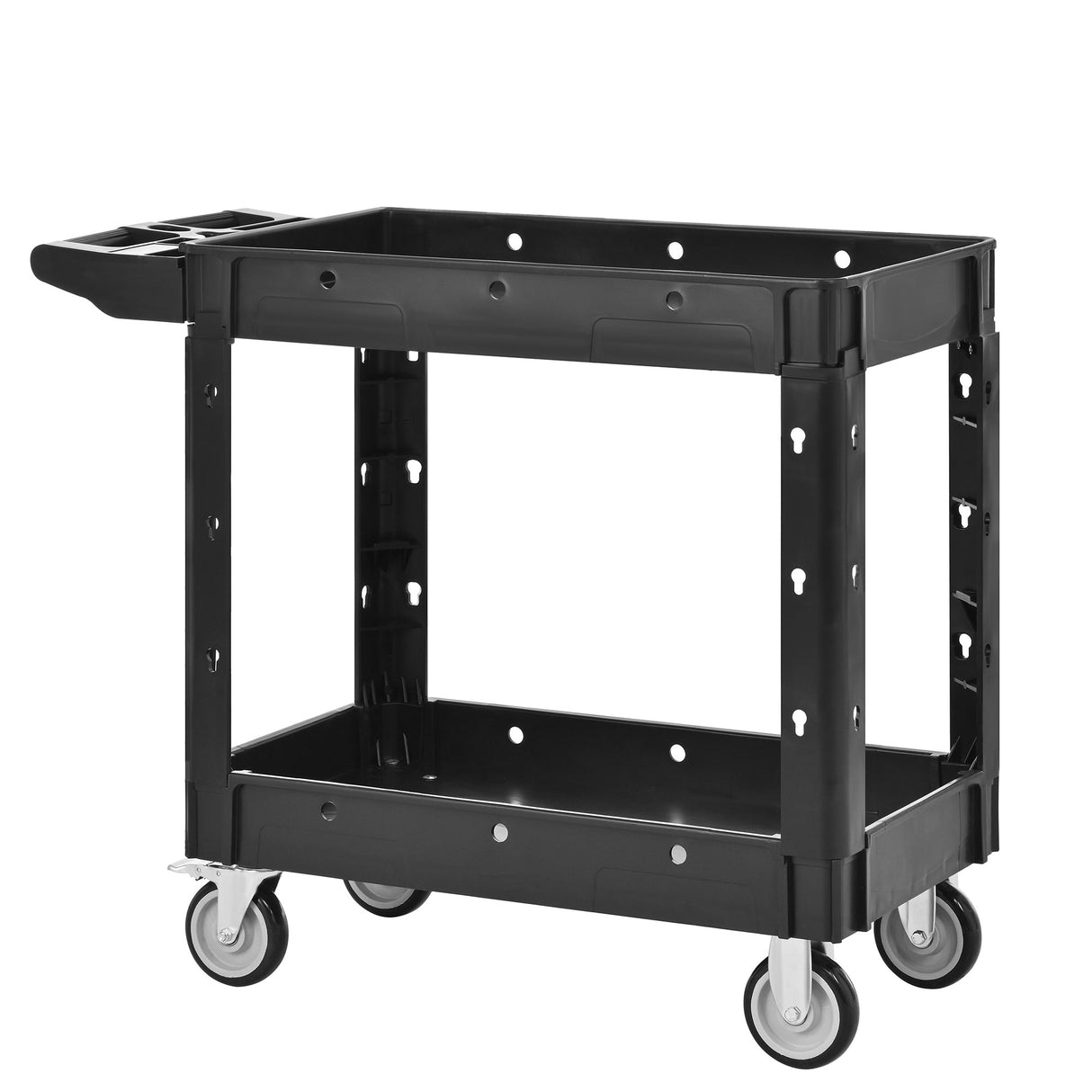 Two - Shelf Utility Cart with Wheels 600 LBS Capacity Rolling Utility & Tool Carts with Locking Wheels - Fab Heavy Parts