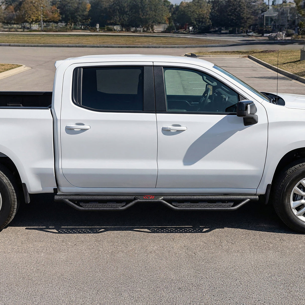 Two Stairs Running Board Compatible with 2007 - 2018 Chevy Silverado GMC Sierra 1500, 2007 - 2019 2500 HD 3500HD, 2019 Limited Crew Cab Drop Step Side Step Nerf Bars - Fab Heavy Parts