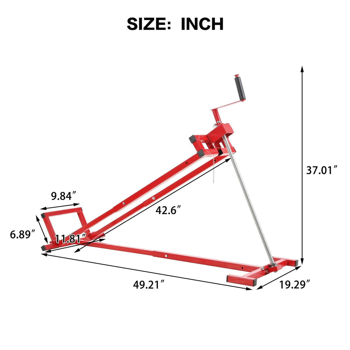 Universal Easy Lawn Mower Lift for Riding Tractors 800 Lbs Capacity 45° Tilt Adjustable - Red - Fab Heavy Parts