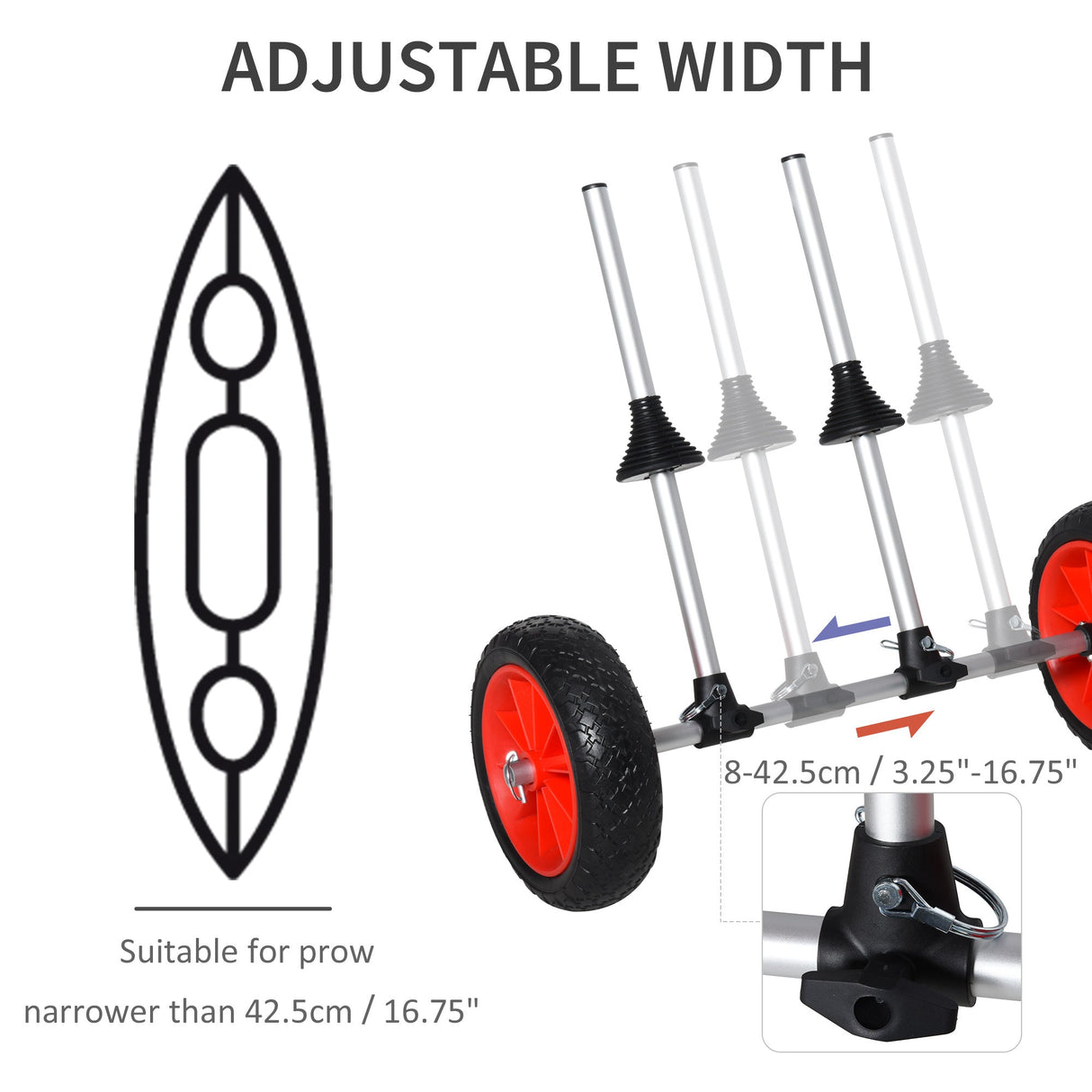 Universal Kayak Cart Trolley Trailer Kayak Wheels with Strong Aluminum Frame Adjustable Width Crossbar Large Tires - Fab Heavy Parts