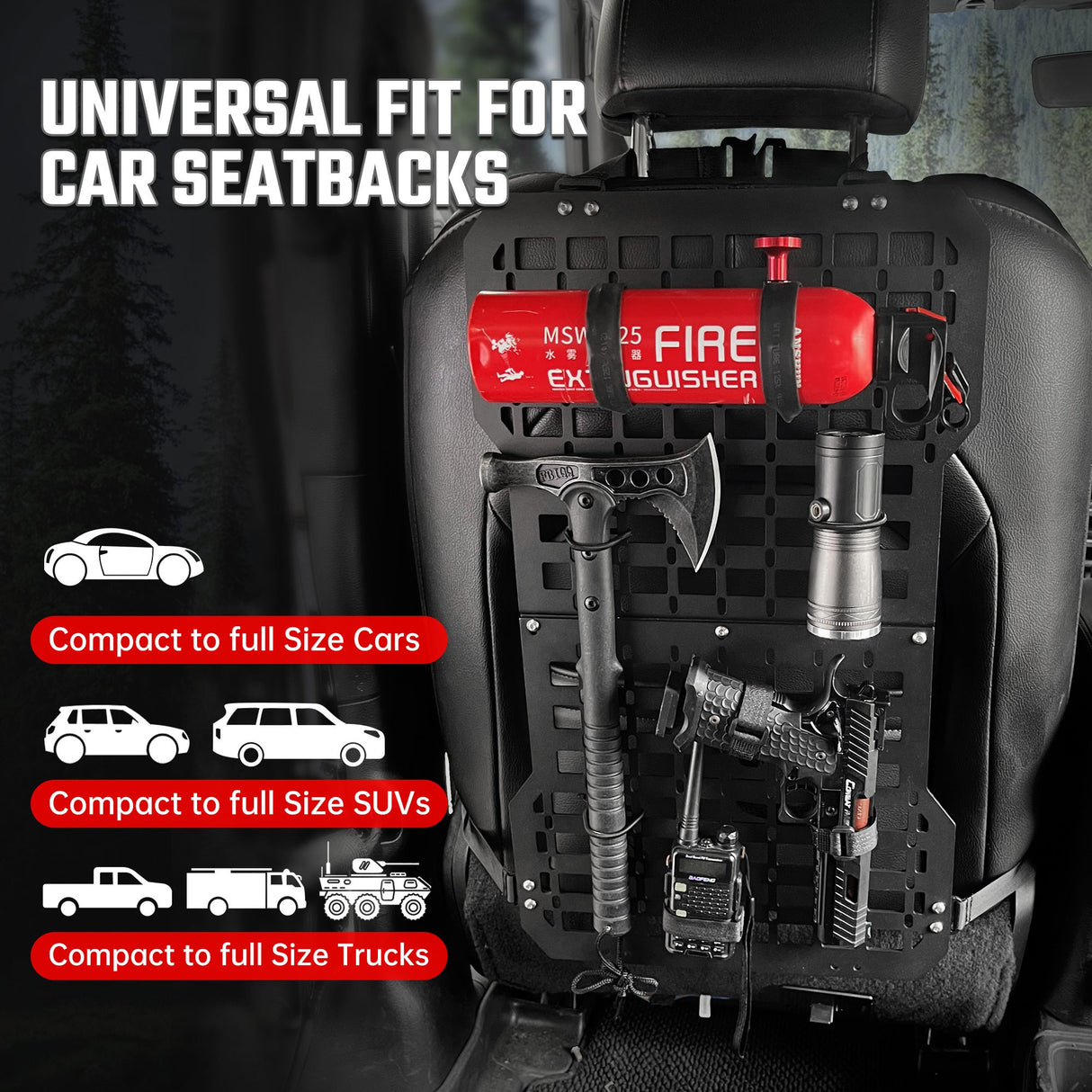 Universal Seat Back Molle Panel Organizer With Gun Holder - Fab Heavy Parts