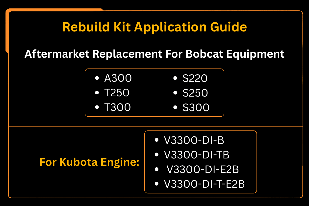 V3300-DI V3300-DI-T Kubota Engine Rebuild Kit Aftermarket Replacement For Bobcat A300 S220 T250 S300 T250 T300 - Fab Heavy Parts