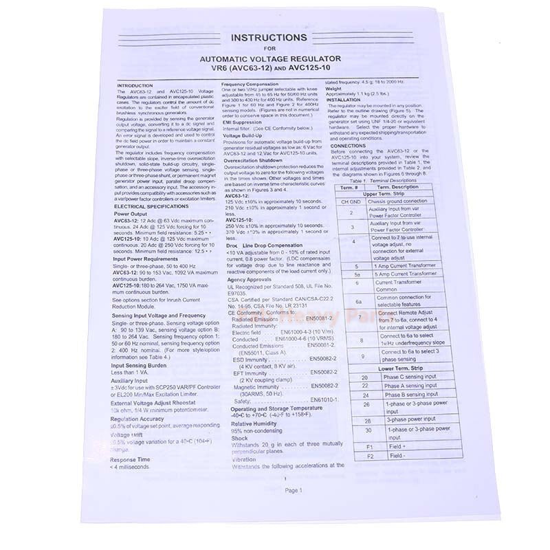 VR6 Automatic Voltage Regulator AVR K65 - 12B for Caterpillar CAT Generator - Fab Heavy Parts