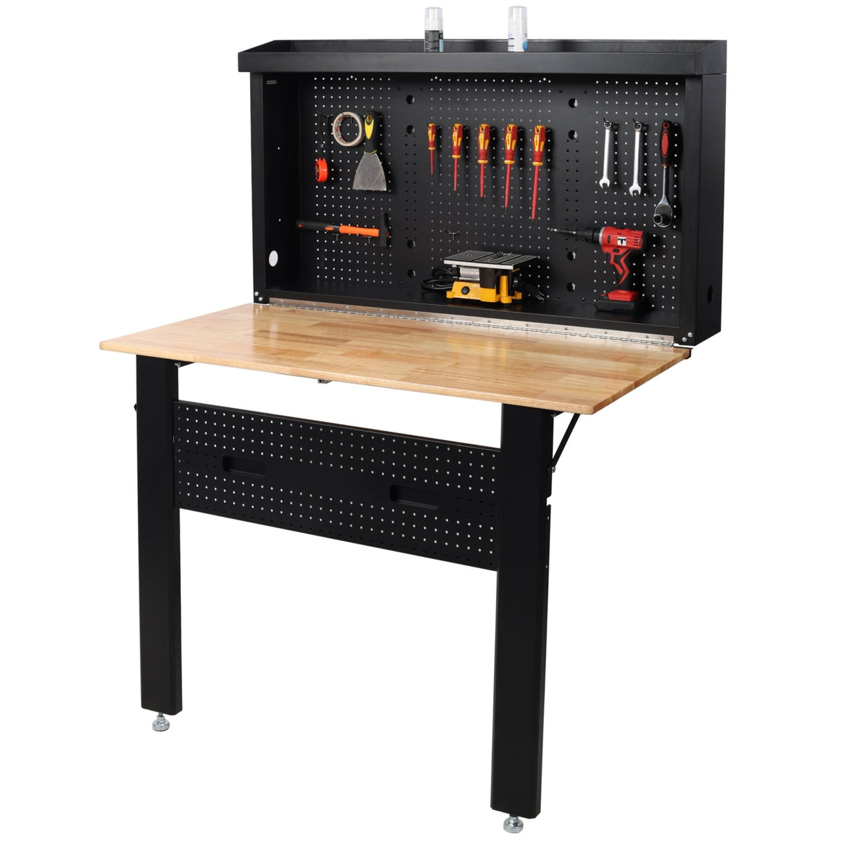 Wall Mounted Workbench Robust Space - Saving Foldable Workbench with Work Surface&Pegboard for Tools - Fab Heavy Parts