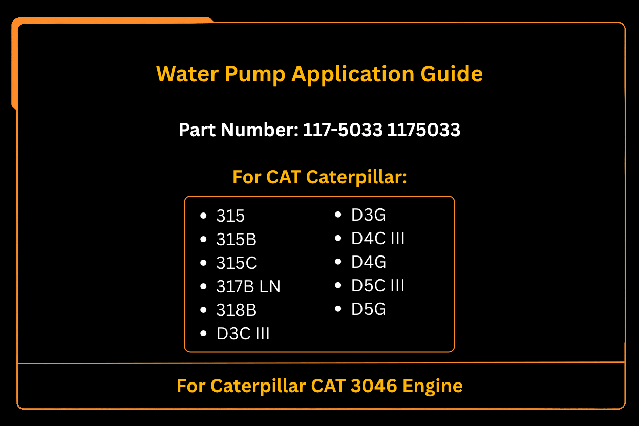 Water Pump 117-5033 1175033 Fits for Caterpillar CAT D3C D3G D4C D4G D5C D5G Tractors 3046 Engine - Fab Heavy Parts