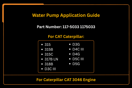 Water Pump 117-5033 1175033 Fits for Caterpillar CAT D3C D3G D4C D4G D5C D5G Tractors 3046 Engine - Fab Heavy Parts