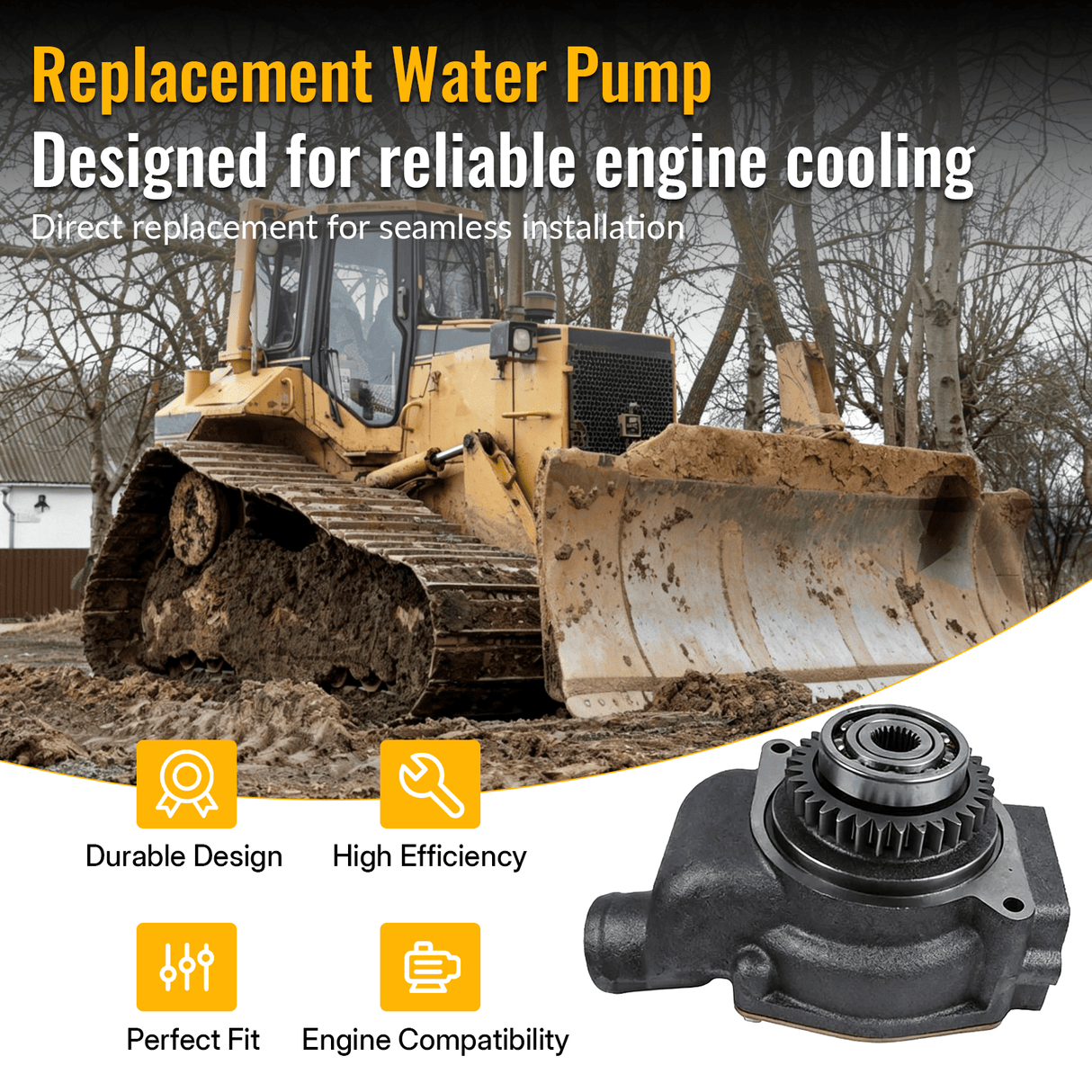 Water Pump 1727760 0R0997 172 - 7760 0R - 0997 Fits for Caterpillar 3304 3306 Engine 330 350 966F D4H D6D R1300 R1300G - Fab Heavy Parts