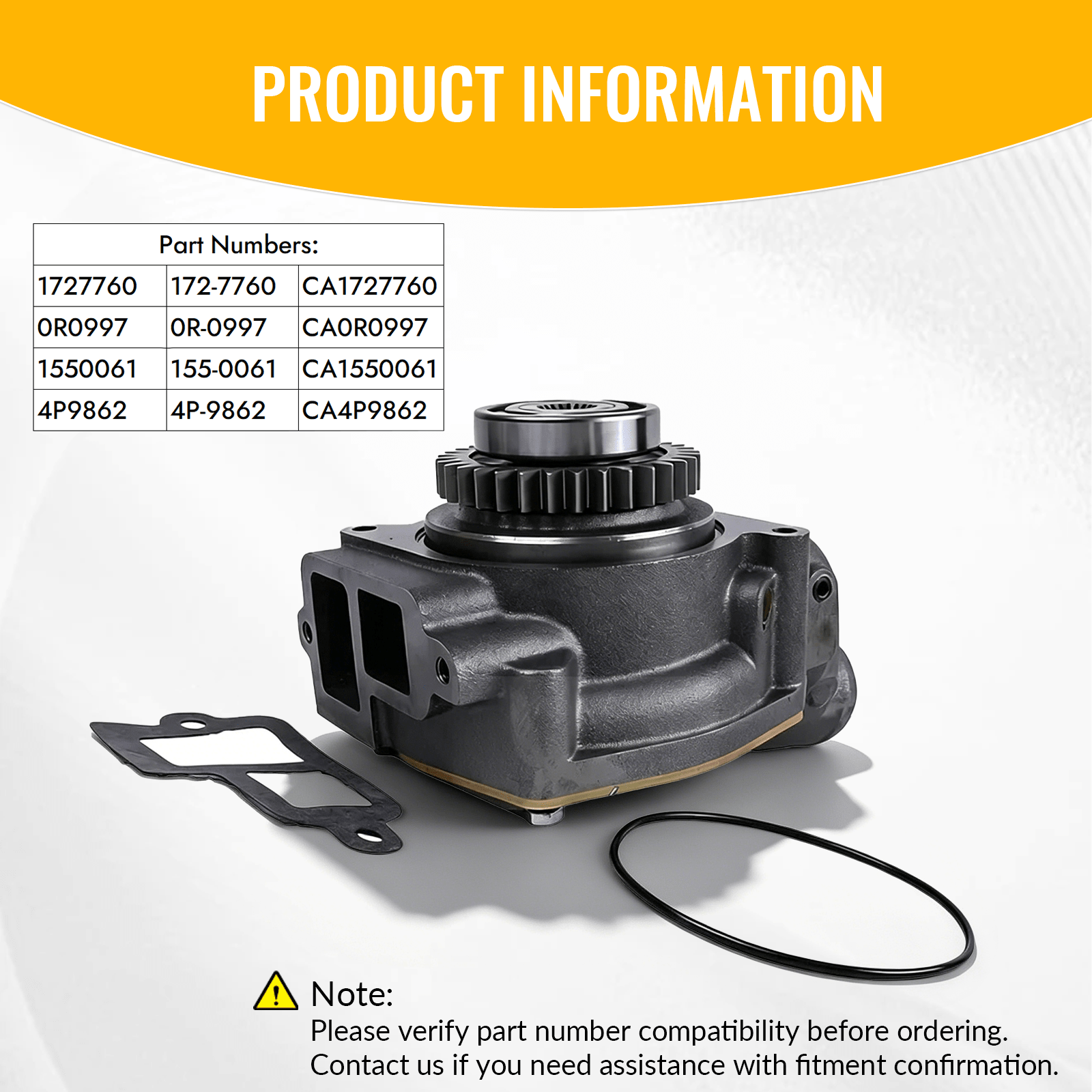 Water Pump 1727760 0R0997 172 - 7760 0R - 0997 Fits for Caterpillar 3304 3306 Engine 330 350 966F D4H D6D R1300 R1300G - Fab Heavy Parts