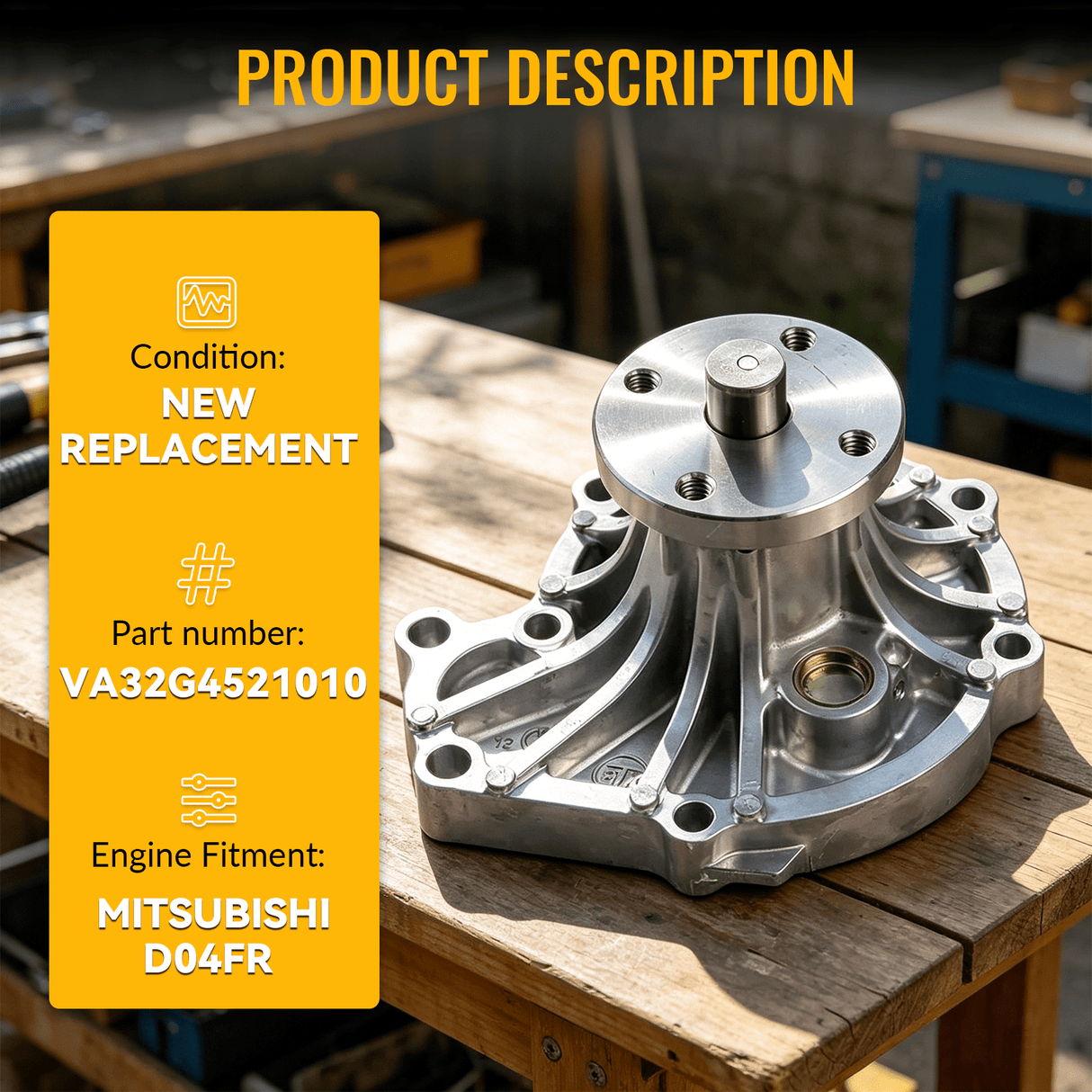 Water Pump VA32G4521010 for Kobelco SK130 - 8 SK140 - 8 SK135 - 2, Mitsubishi Engine D04FR Final clearance - Fab Heavy Parts