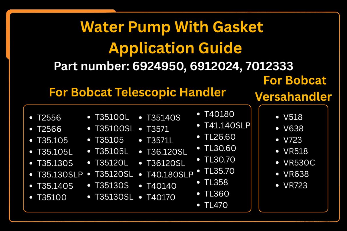 Water Pump With Gasket 6912024 7012333 for Perkins Engine Aftermarket Replacement For Bobcat Telescopic Handler T2556 T2566 T3571 T3571L T40140 - Fab Heavy Parts