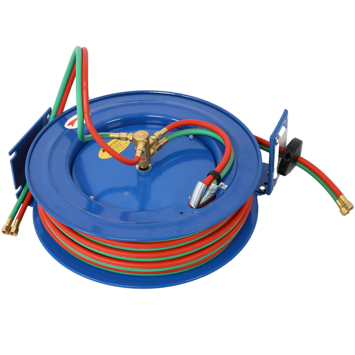 Welding Hose Reel Retractable 1/4 Inch x 100 Foot Twin Oxygen Acetylene Rubber STD Max 200PSI Heavy Duty Industrial Single Arm Construction - Fab Heavy Parts