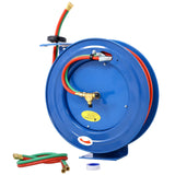Welding Hose Reel Retractable 1/4 Inch x 100 Foot Twin Oxygen Acetylene Rubber STD Max 200PSI Heavy Duty Industrial Single Arm Construction - Fab Heavy Parts