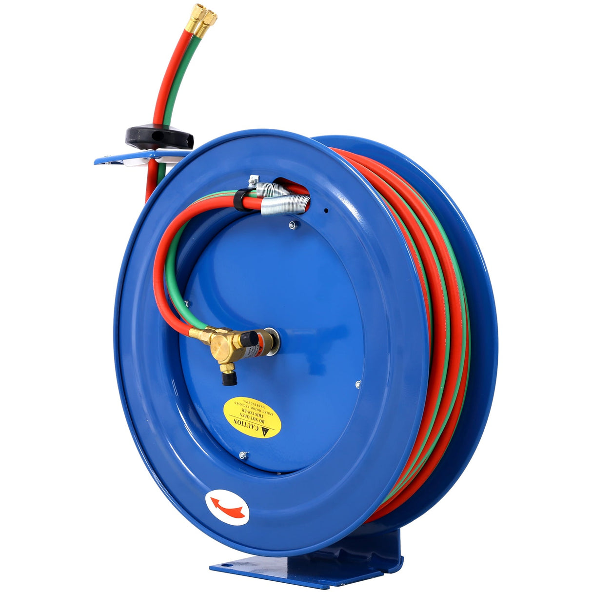 Welding Hose Reel Retractable 1/4 Inch x 100 Foot Twin Oxygen Acetylene Rubber STD Max 200PSI Heavy Duty Industrial Single Arm Construction - Fab Heavy Parts