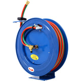 Welding Hose Reel Retractable 1/4 Inch x 100 Foot Twin Oxygen Acetylene Rubber STD Max 200PSI Heavy Duty Industrial Single Arm Construction - Fab Heavy Parts