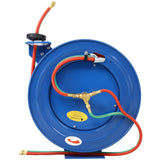 Welding Hose Reel Retractable 1/4 Inch x 100 Foot Twin Oxygen Acetylene Rubber STD Max 200PSI Heavy Duty Industrial Single Arm Construction - Fab Heavy Parts