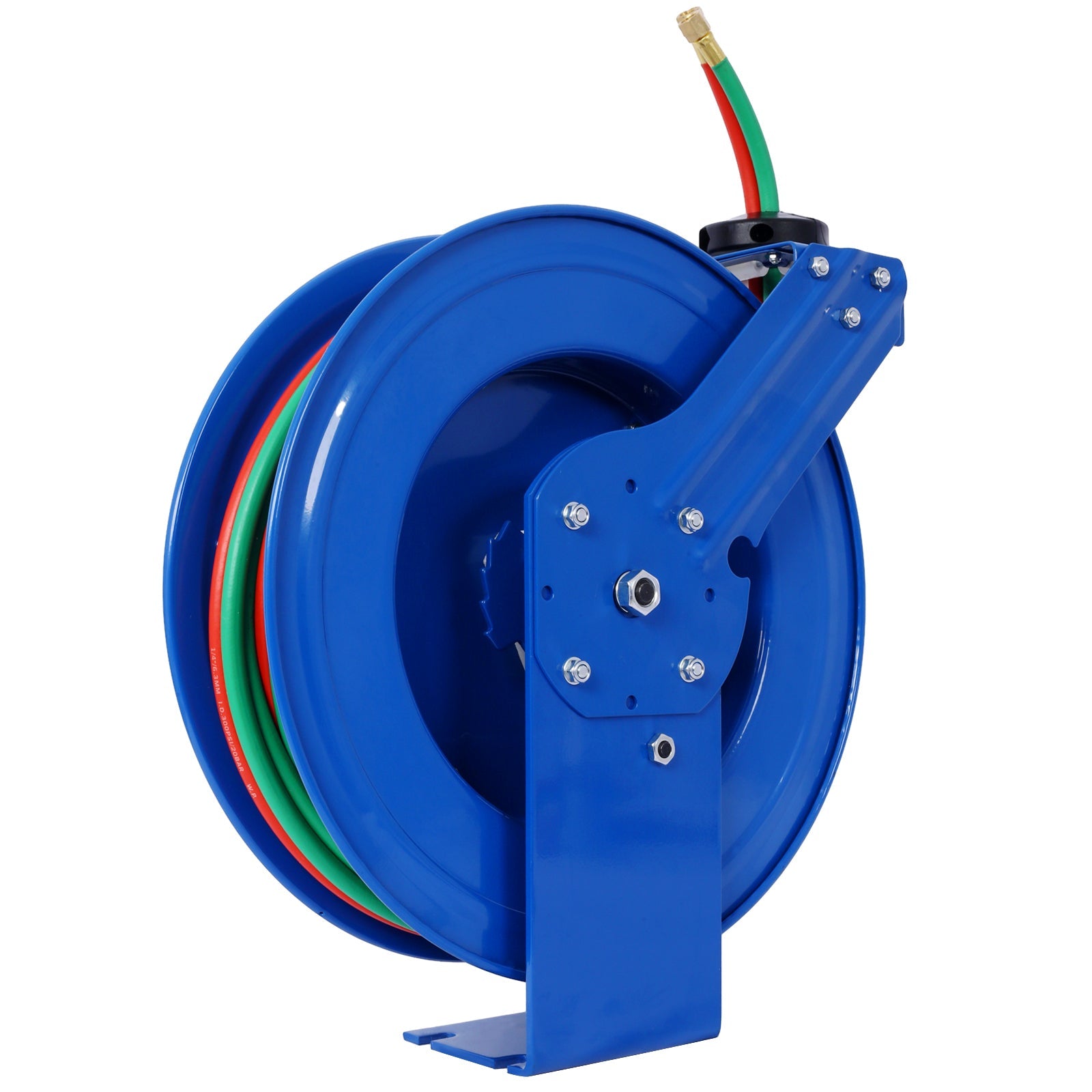 Welding Hose Reel Retractable 1/4 Inch x 50 Foot Twin Oxygen Acetylene Rubber STD Max 200PSI Heavy Duty Single Arm Construction - Fab Heavy Parts