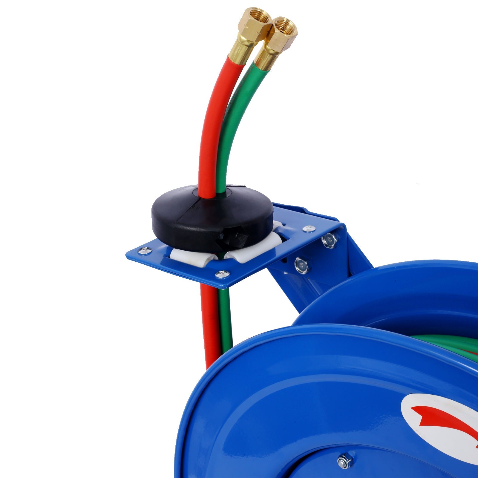 Welding Hose Reel Retractable 1/4 Inch x 50 Foot Twin Oxygen Acetylene Rubber STD Max 200PSI Heavy Duty Single Arm Construction - Fab Heavy Parts