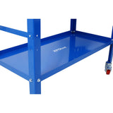 Welding Workbench on Wheels 36"x18" 1200lbs Capacity Steel Portable with Braking Lockable Casters Tool Slots 5/8 - inch Fixture Holes Tray Blue - Fab Heavy Parts