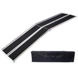 Wheel Chair Ramp 10ft Aluminium Threhold Portable and Foldable 600 Lbs Capacity Non - Skid Surface Two Separate Pieces with Bag - Fab Heavy Parts
