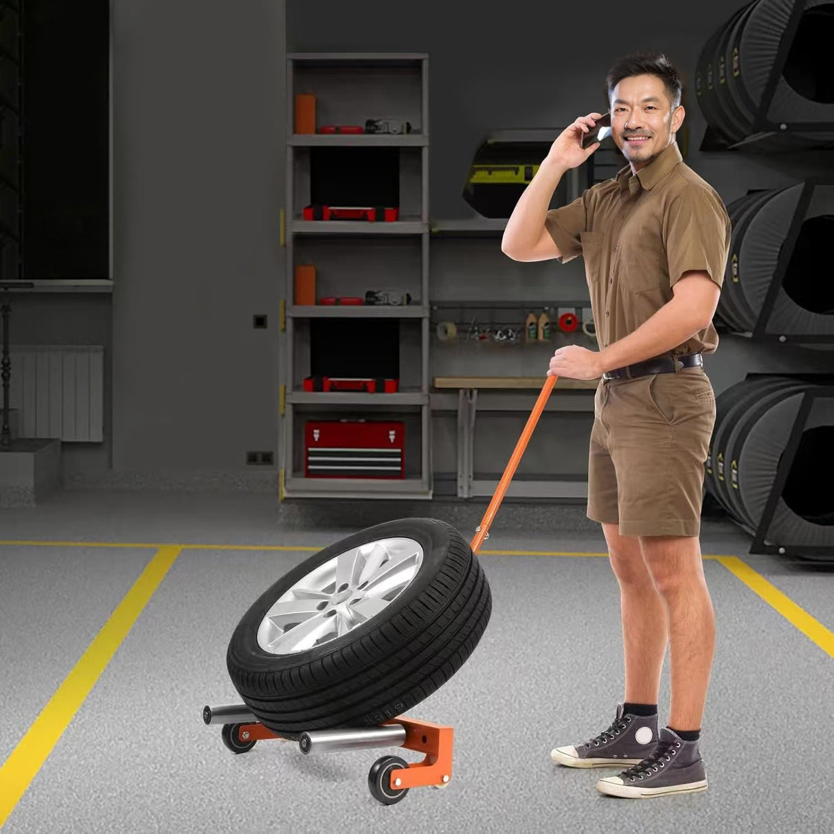 Wheel Dolly 330 LBS Heavy Duty Adjustable Rolling Tire Dolly for Tires Ranging from 6.5 to 31.5 Inches - Fab Heavy Parts