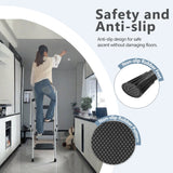 White 5 - Step Ladder Folding Wide Anti - skid Pedal and Safety Handle Strong Steel - Fab Heavy Parts