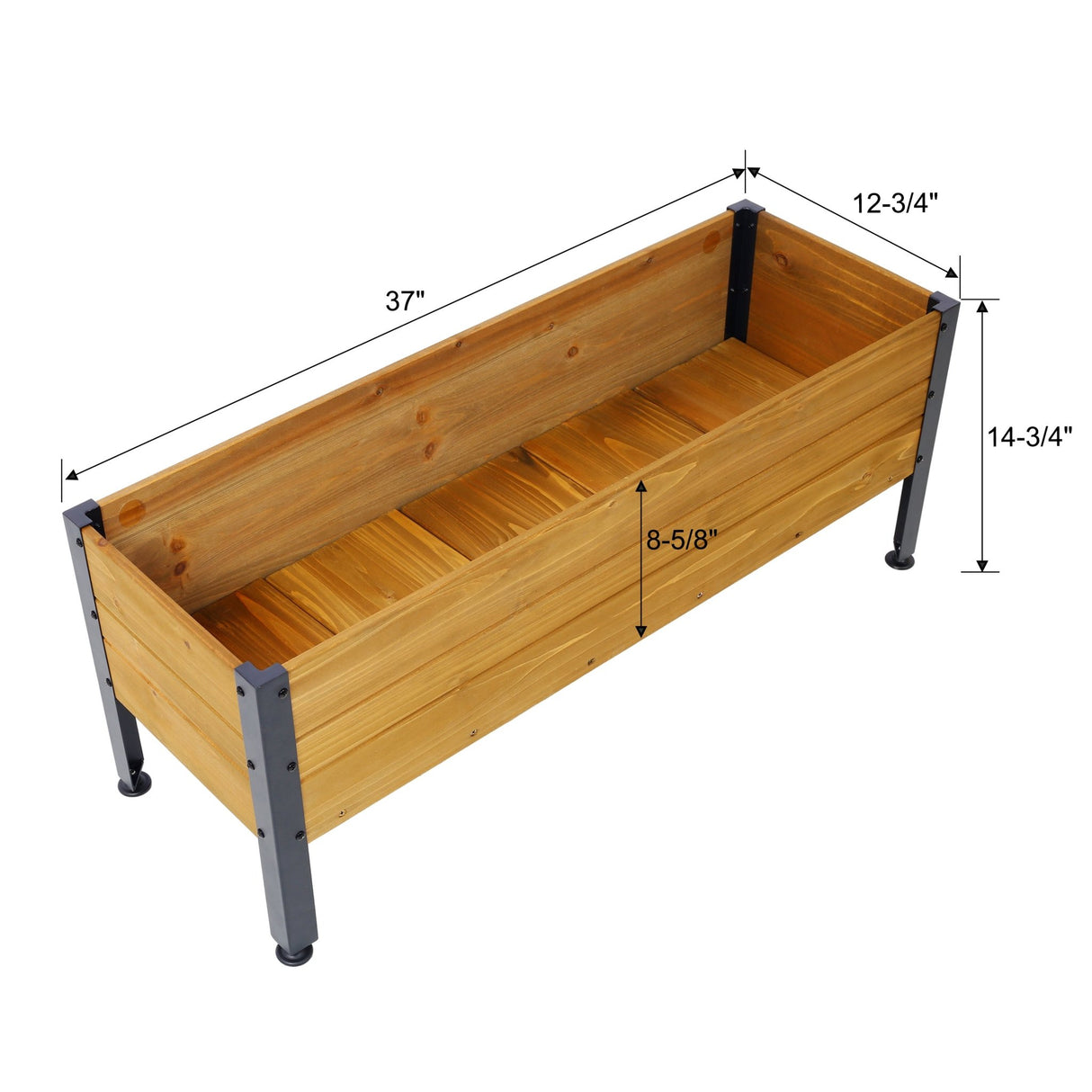 Wood Rectangular Garden Planter Box Raised Bed Outdoor Elevated Herbs Vegetables Flowers Great Patio Deck Balcony - Fab Heavy Parts