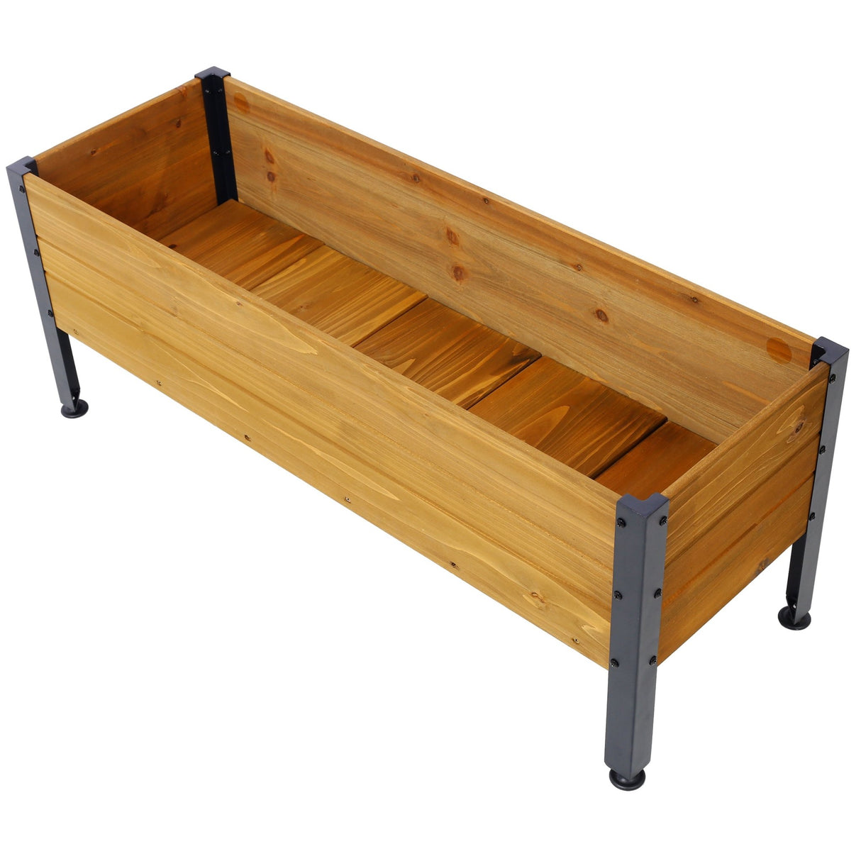Wood Rectangular Garden Planter Box Raised Bed Outdoor Elevated Herbs Vegetables Flowers Great Patio Deck Balcony - Fab Heavy Parts