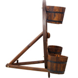 Wood Wagon Wheel Barrel Planter Display - Brown - Fab Heavy Parts