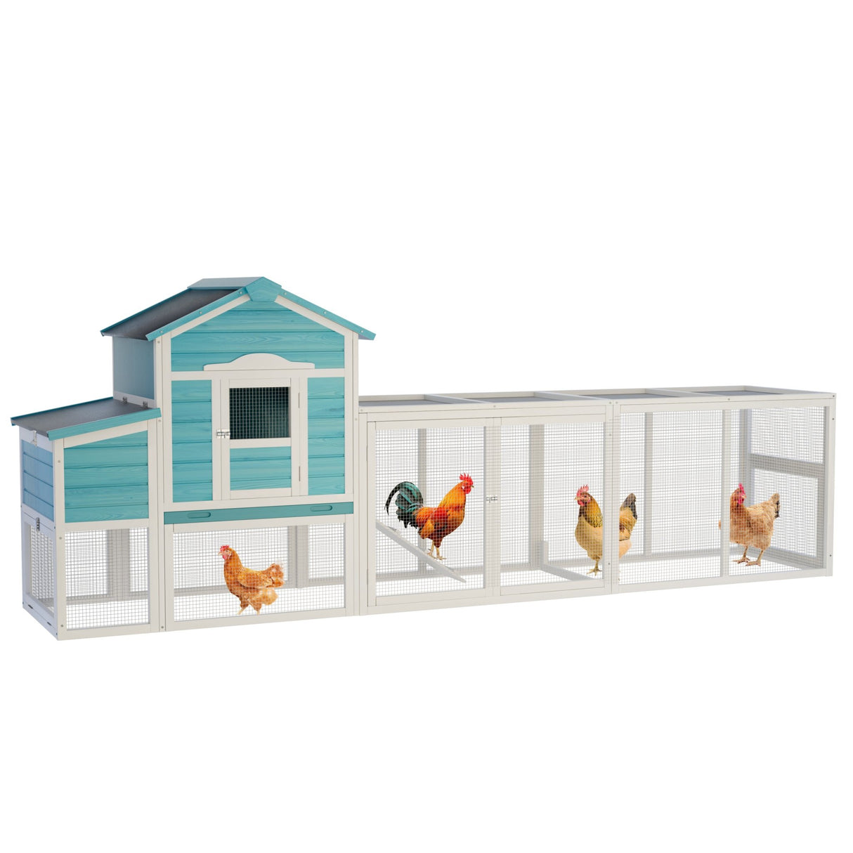 Wooden Chicken Coop with Nesting Box and Free - Range Door All - Weather Asphalt Roof Sliding Tray - Fab Heavy Parts
