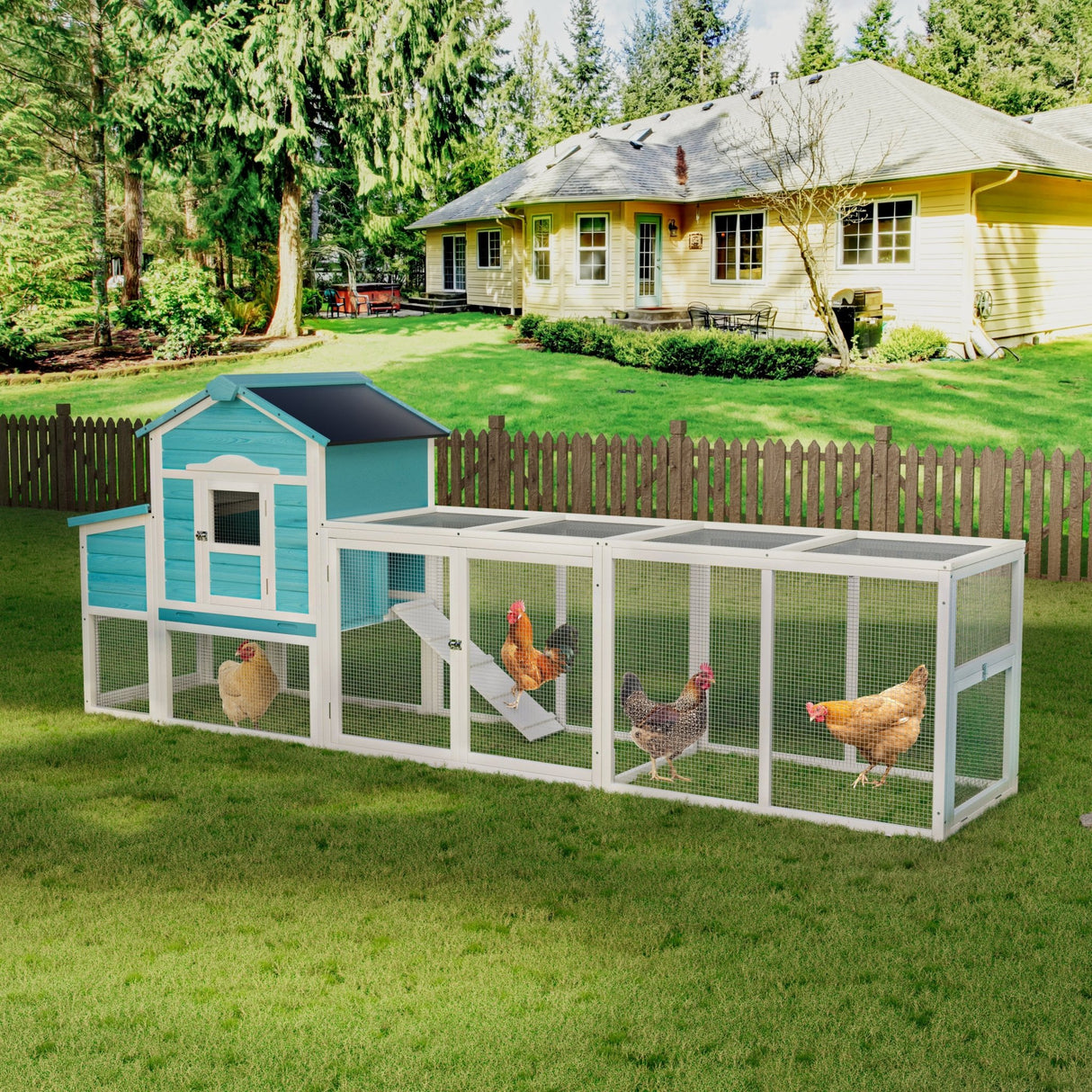 Wooden Chicken Coop with Nesting Box and Free - Range Door All - Weather Asphalt Roof Sliding Tray - Fab Heavy Parts