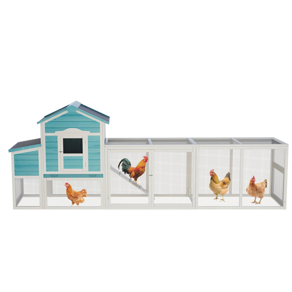 Wooden Chicken Coop with Nesting Box and Free - Range Door All - Weather Asphalt Roof Sliding Tray - Fab Heavy Parts