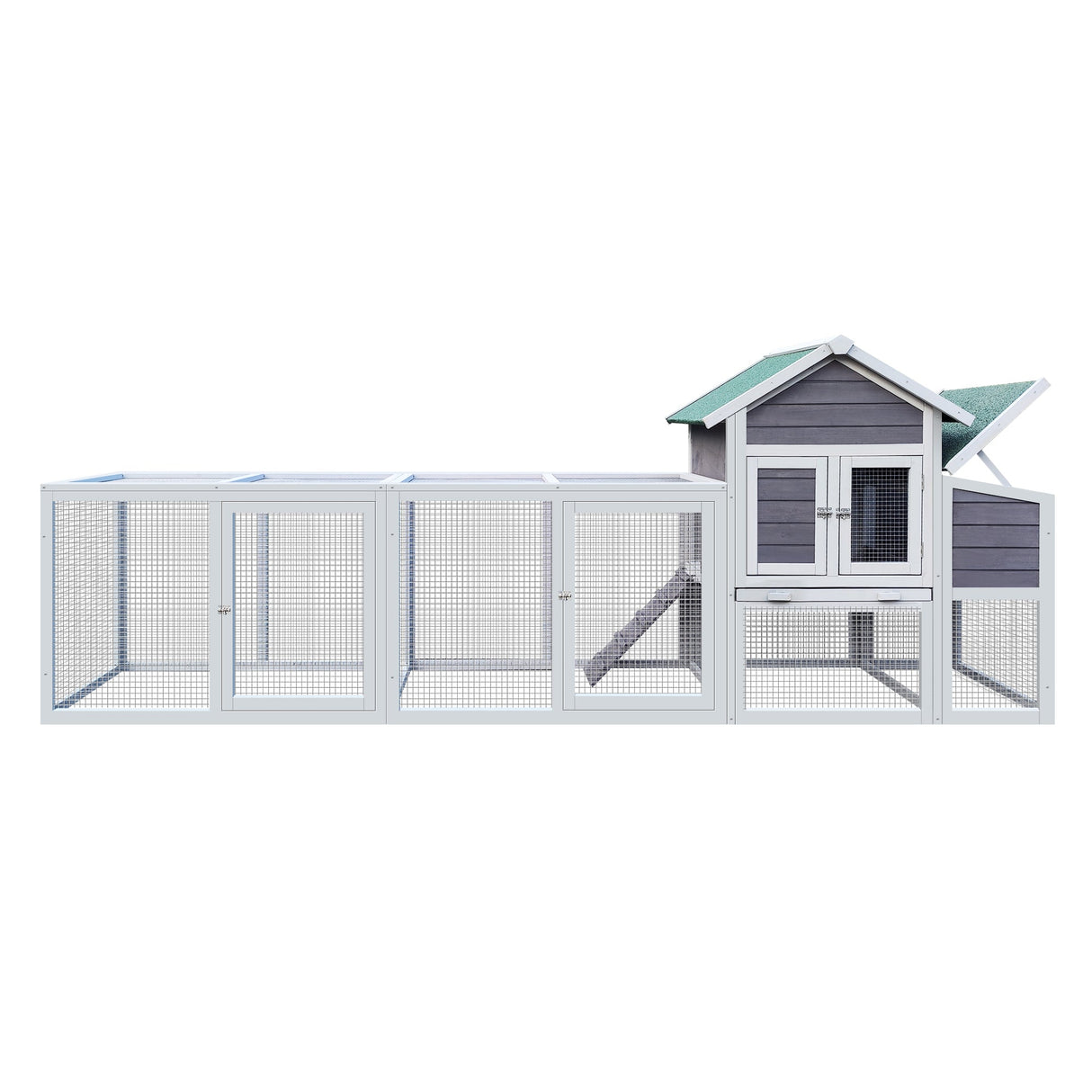 Wooden Chicken Coop with Run Waterproof Roof & Nesting Box Perch Sliding Tray and Secure Locks - Fab Heavy Parts