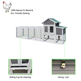 Wooden Chicken Coop with Run Waterproof Roof & Nesting Box Perch Sliding Tray and Secure Locks - Fab Heavy Parts