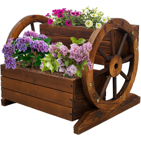 Wooden Wagon Planter Box with Wheels - Fab Heavy Parts