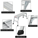 Work Platform Aluminum Portable Bench Folding Ladder ANSI Capacity 225 LBS 40" - Grey - Fab Heavy Parts