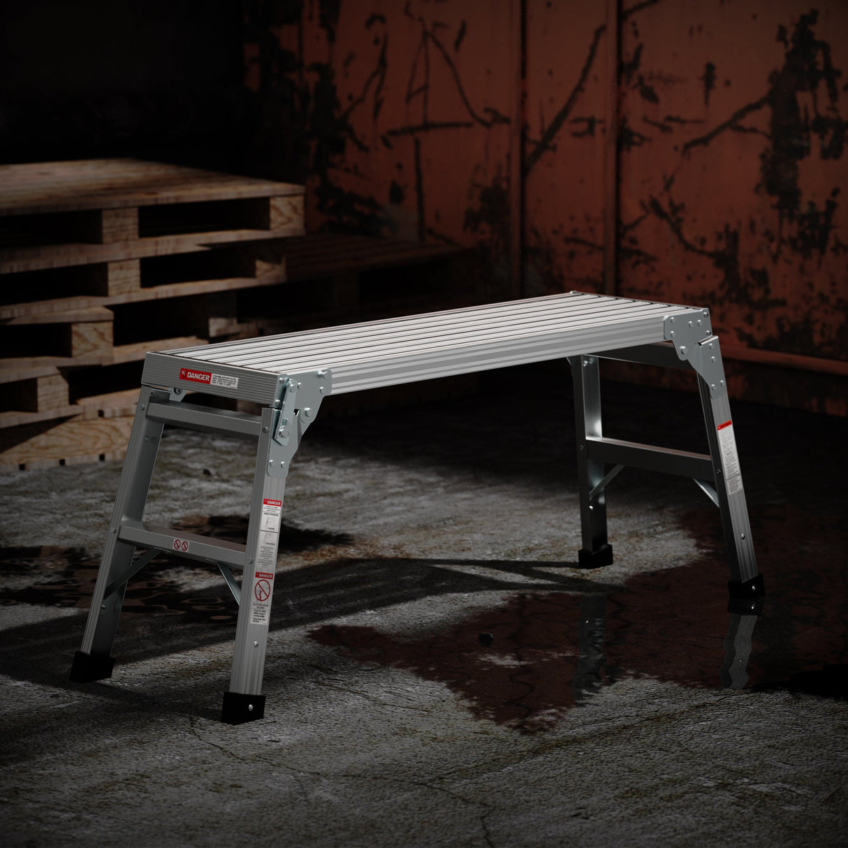 Work Platform Aluminum Portable Bench Folding Ladder ANSI Capacity 225 LBS 40" - Grey - Fab Heavy Parts