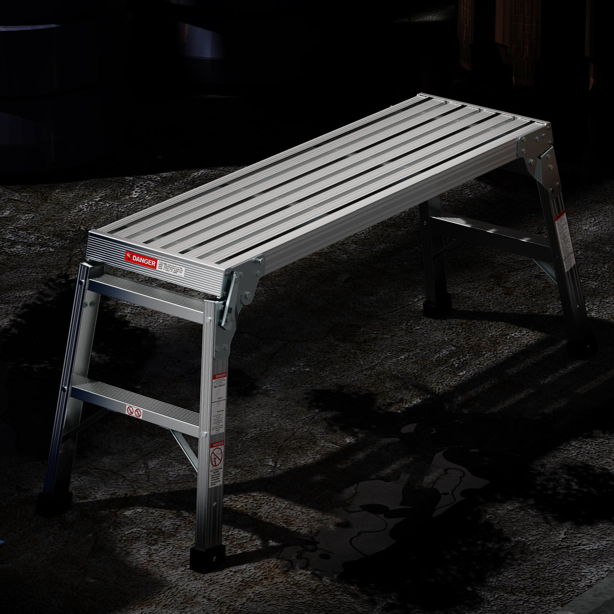 Work Platform Aluminum Portable Bench Folding Ladder ANSI Capacity 225 LBS 40" - Grey - Fab Heavy Parts