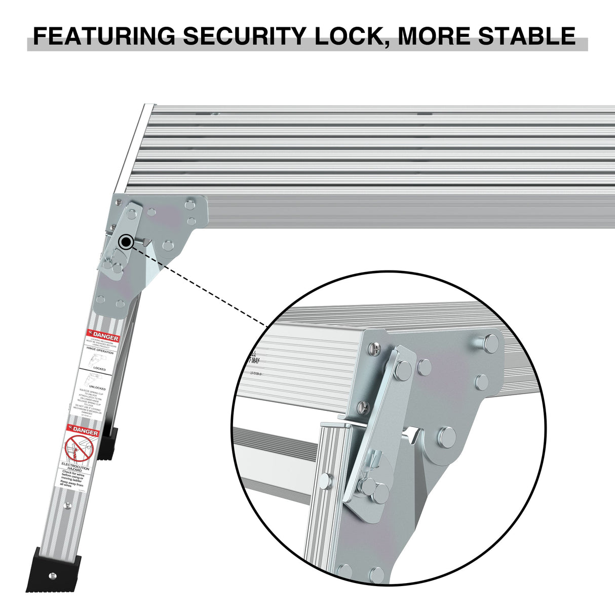 Work Platform Aluminum Portable Bench Folding Ladder ANSI Capacity 225 LBS 40" - Grey - Fab Heavy Parts