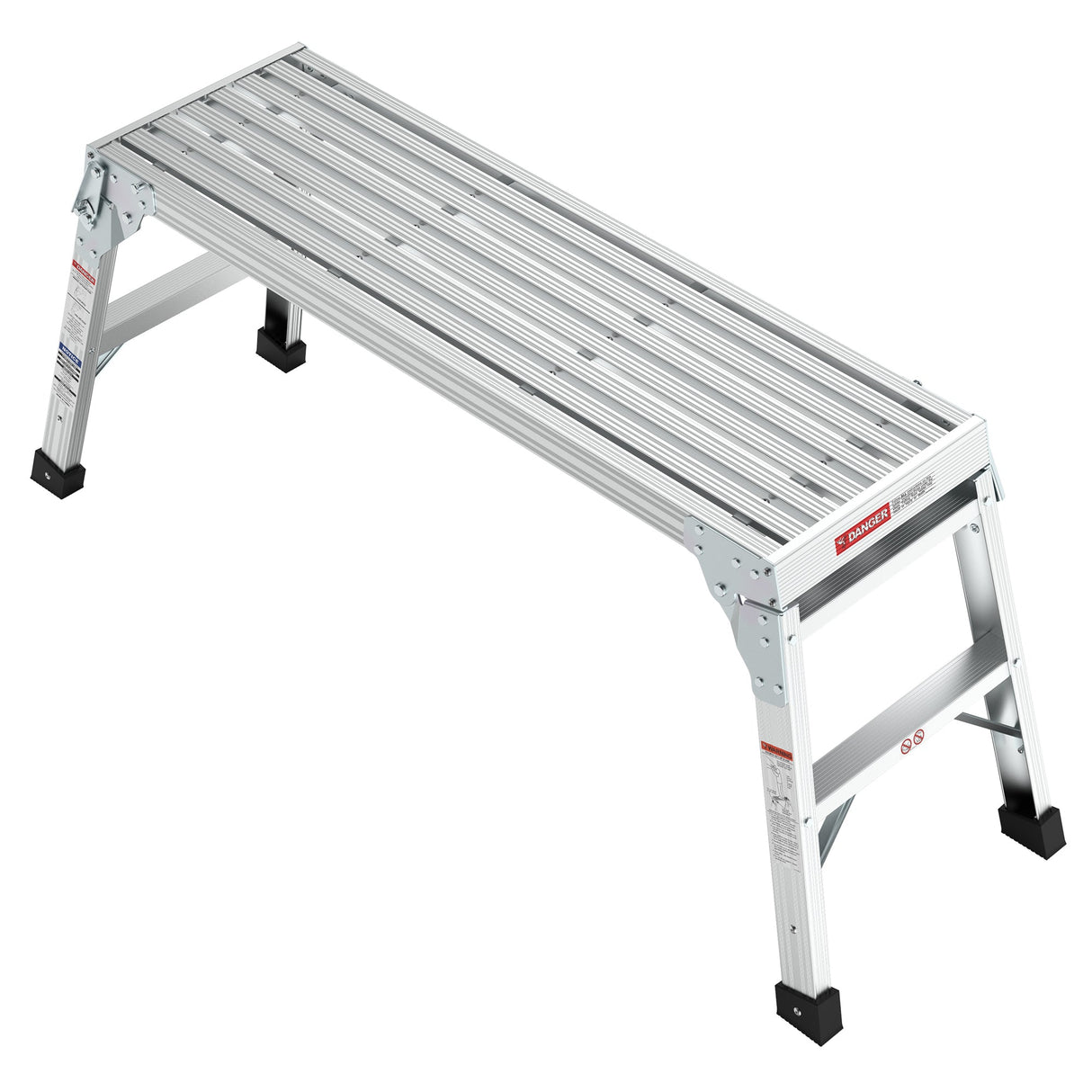 Work Platform Aluminum Portable Bench Folding Ladder ANSI Capacity 225 LBS 40" - Grey - Fab Heavy Parts