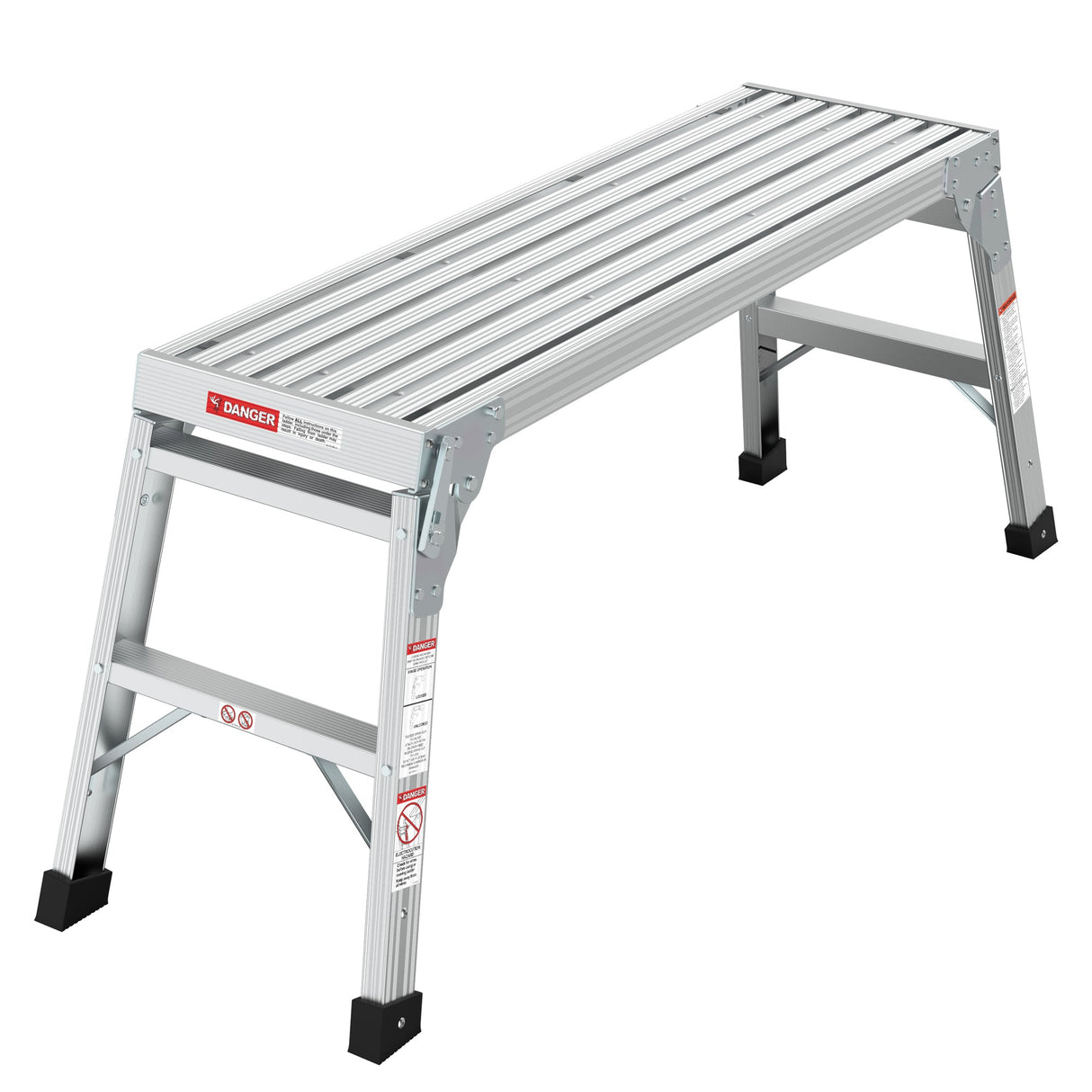 Work Platform Aluminum Portable Bench Folding Ladder ANSI Capacity 225 LBS 40" - Grey - Fab Heavy Parts