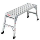 Work Platform Aluminum Portable Bench Folding Ladder ANSI Capacity 225 LBS 40" - Grey - Fab Heavy Parts