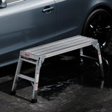 Work Platform Aluminum Portable Bench Folding Ladder ANSI Capacity 225 LBS 40" - Grey - Fab Heavy Parts