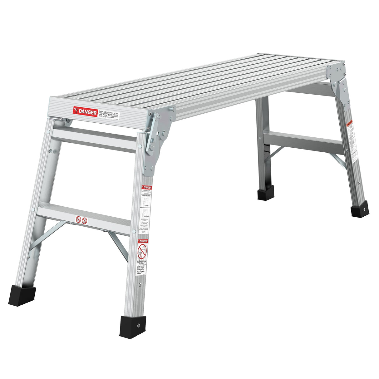 Work Platform Aluminum Portable Bench Folding Ladder ANSI Capacity 225 LBS 40" - Grey - Fab Heavy Parts