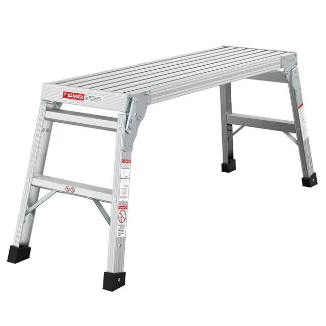 Work Platform Aluminum Portable Bench Folding Ladder ANSI Capacity 225 LBS 40" - Grey - Fab Heavy Parts