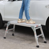 Work Platform Aluminum Portable Bench Folding Ladder ANSI Capacity 225 LBS 40" - Grey - Fab Heavy Parts