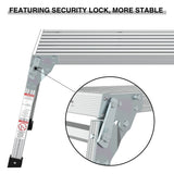 Work Platform Aluminum Portable Bench Folding Ladder ANSI Capacity 225 LBS 40" - Grey - Fab Heavy Parts