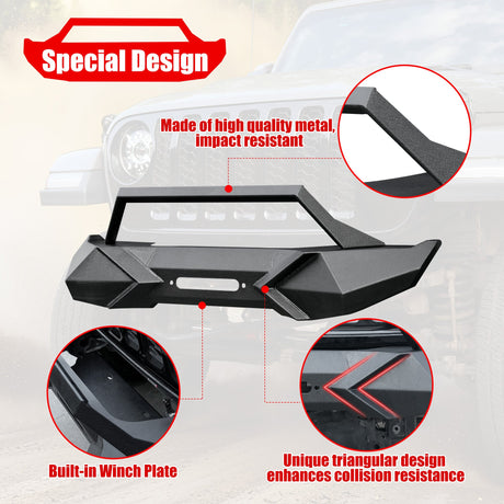X Style Front Bumper with Winch Plate Fits for Wrangler JK (2007 - 2018) Textured Manganese Steel Construction - Fab Heavy Parts