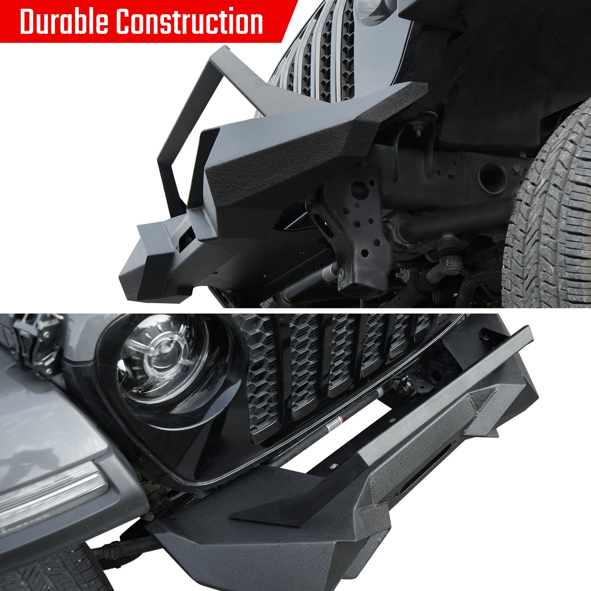 X Style Front Bumper with Winch Plate Fits for Wrangler JK (2007 - 2018) Textured Manganese Steel Construction - Fab Heavy Parts